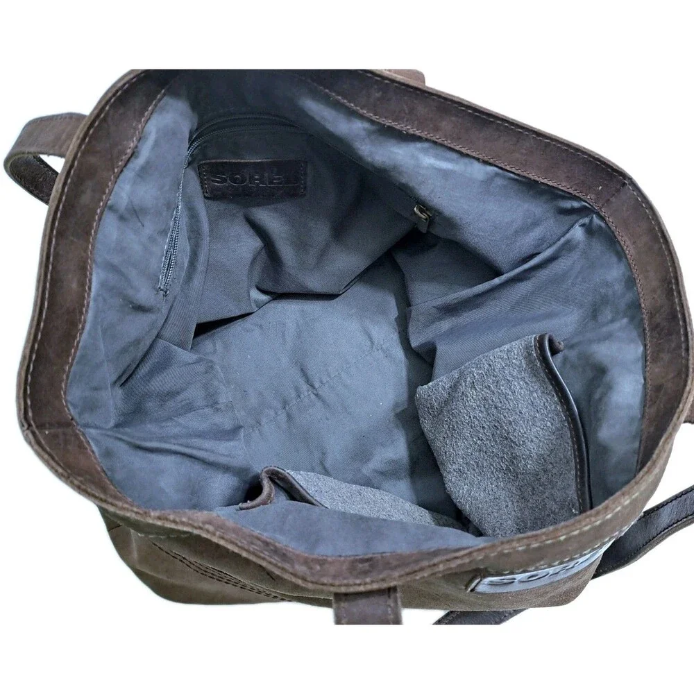 Sorel Brown Suede Leather Tote Shoulder Bag